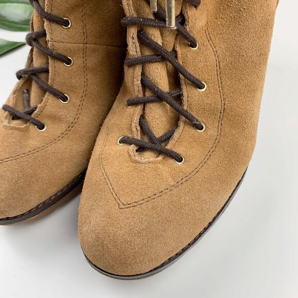 Michael Michael Kors Ankle Boots Wedge Heel Booties Tan Suede Women's 10 - Picture 3 of 12